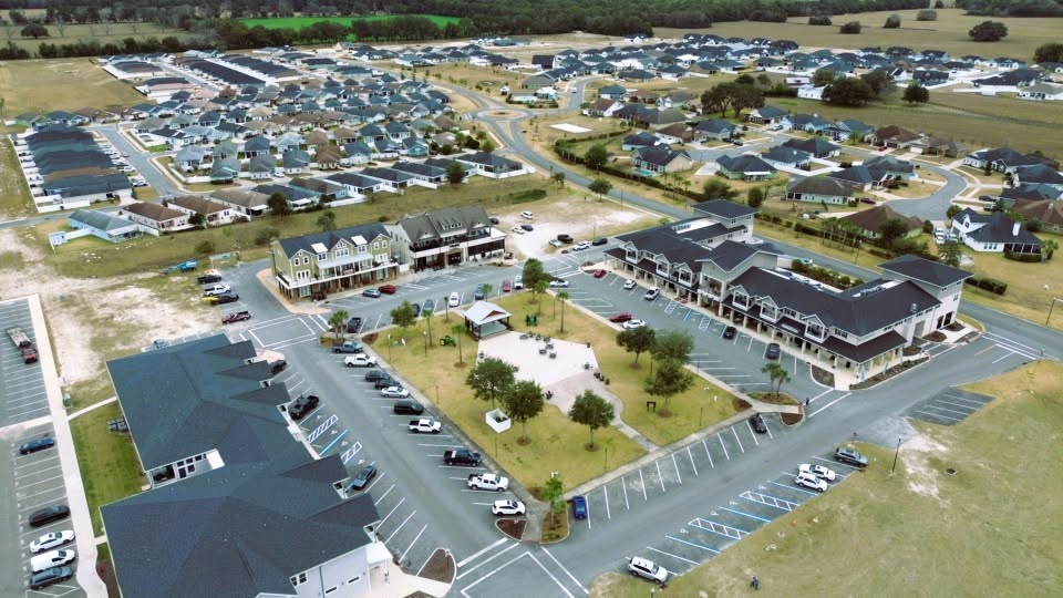 Drone view of acreage and tree line in Florida