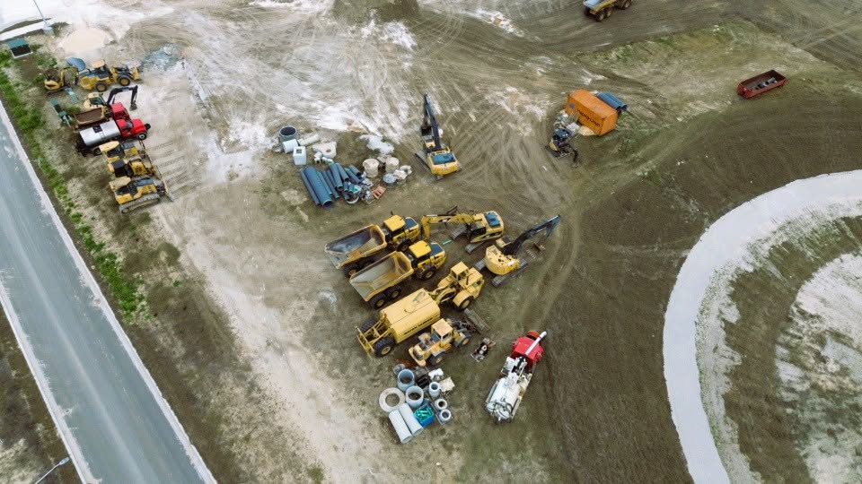 Commercial property photographed from above