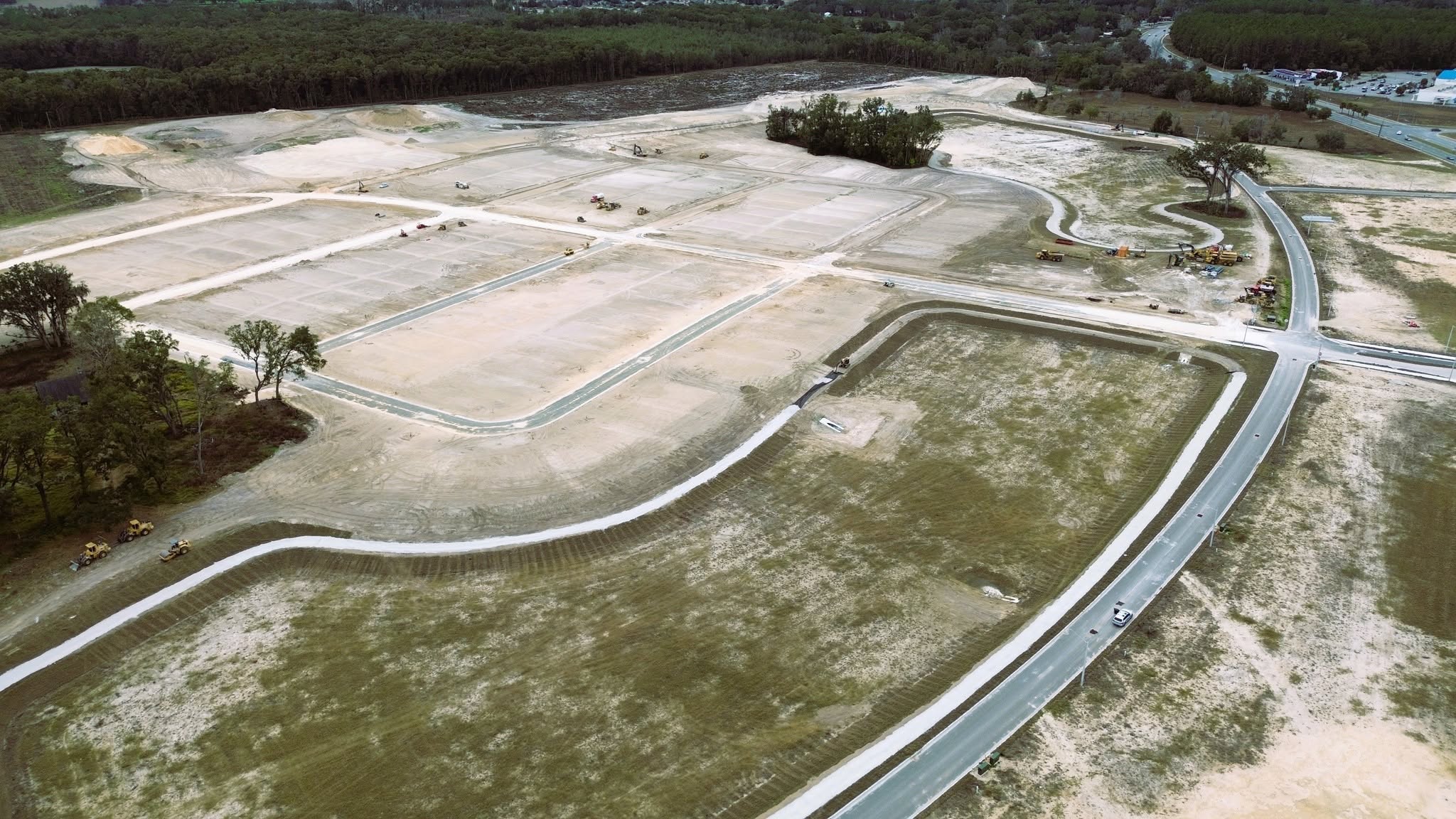 Aerial drone photograph of land and property in North Central Florida